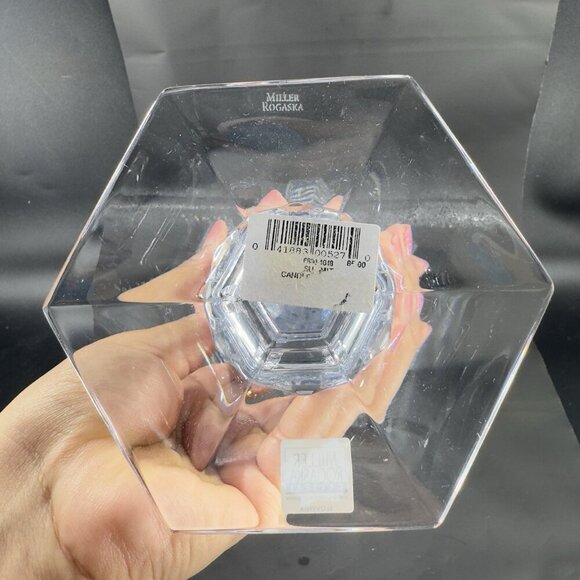 Miller Rogaska Summit Clear Crystal Glass Candlesticks Holder Votive Set 2 Heavy - Picture 5 of 11